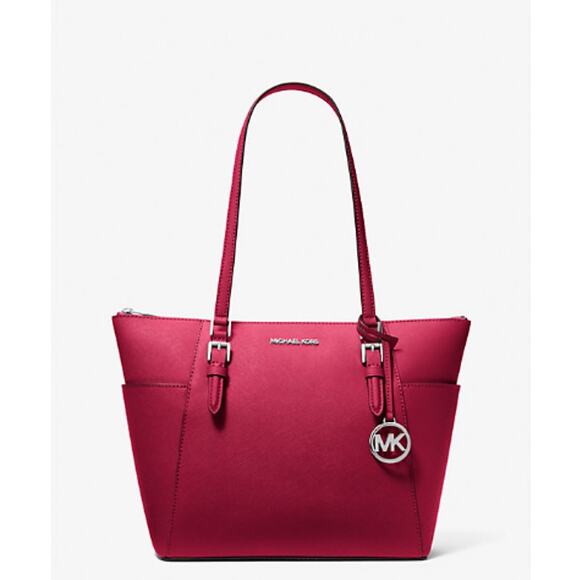 Charlotte Large Saffiano Leather Top-Zip Tote Bag - Picture 1 of 3